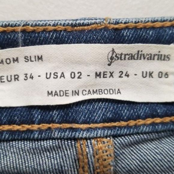 STRADIVARIUS MOM SLIM WOMEN'S BLUE JEANS DENIM SIZE 2 #815 - Picture 5 of 7